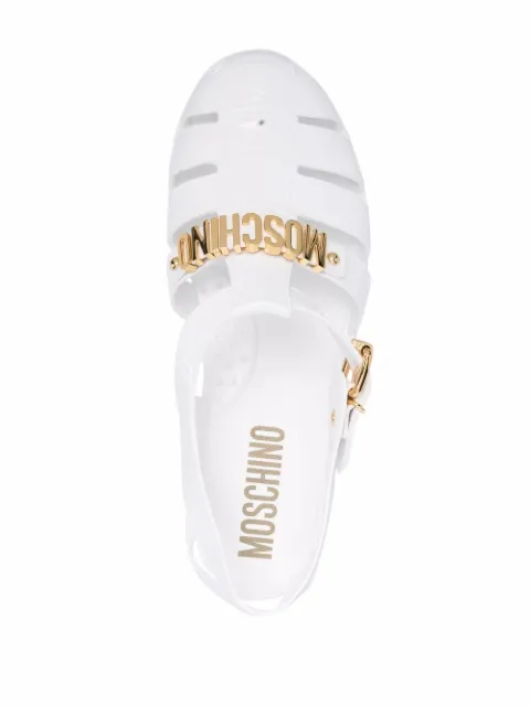 moschino jelly sandals with lettering logo