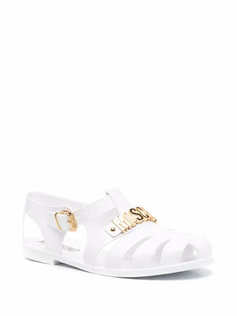 moschino jelly sandals with lettering logo