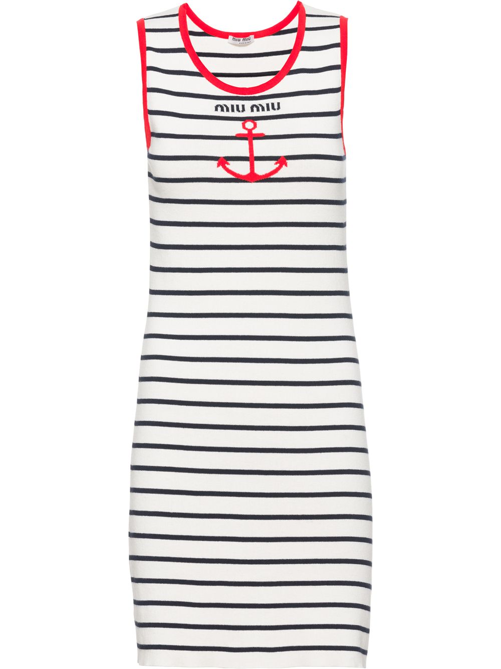 Miu Miu Striped Anchor-print Dress In White