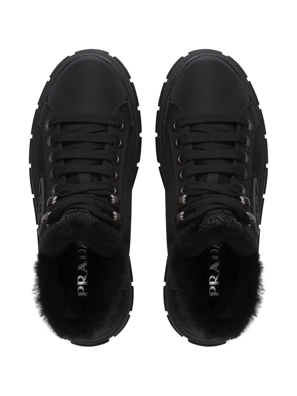 Shop Prada Tyre Low-top Sneakers In Black