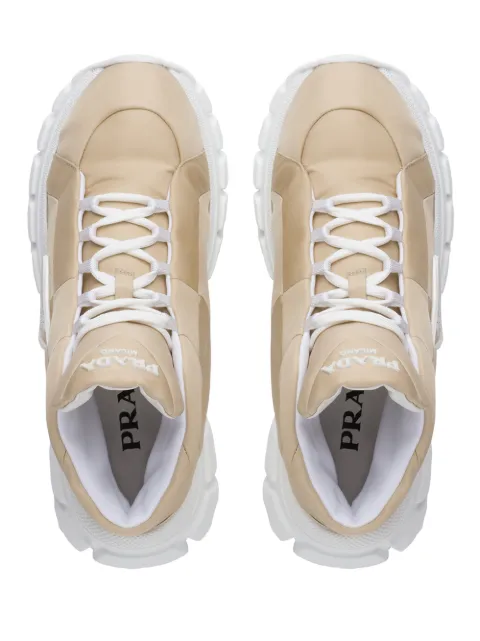 prada logo plaque lace up sneakers
