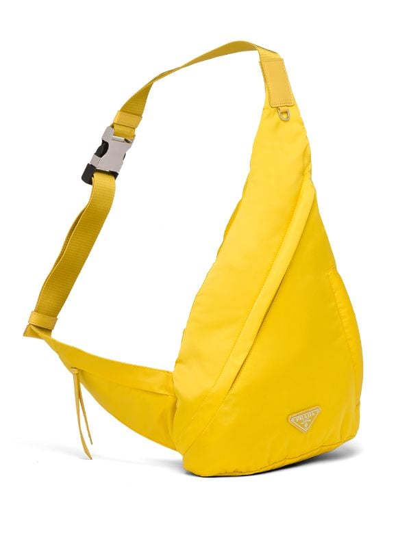 Prada Re-nylon Logo-plaque Shoulder Bag in Yellow