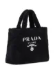 Prada logo-print terry-cloth tote bag