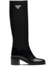 Image 1 of Prada logo plaque-detail panelled boots