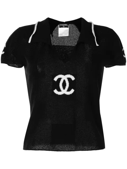 Chanel Pre-Owned تيشيرت بحياكة دقيقة وشعار الماركة 2001