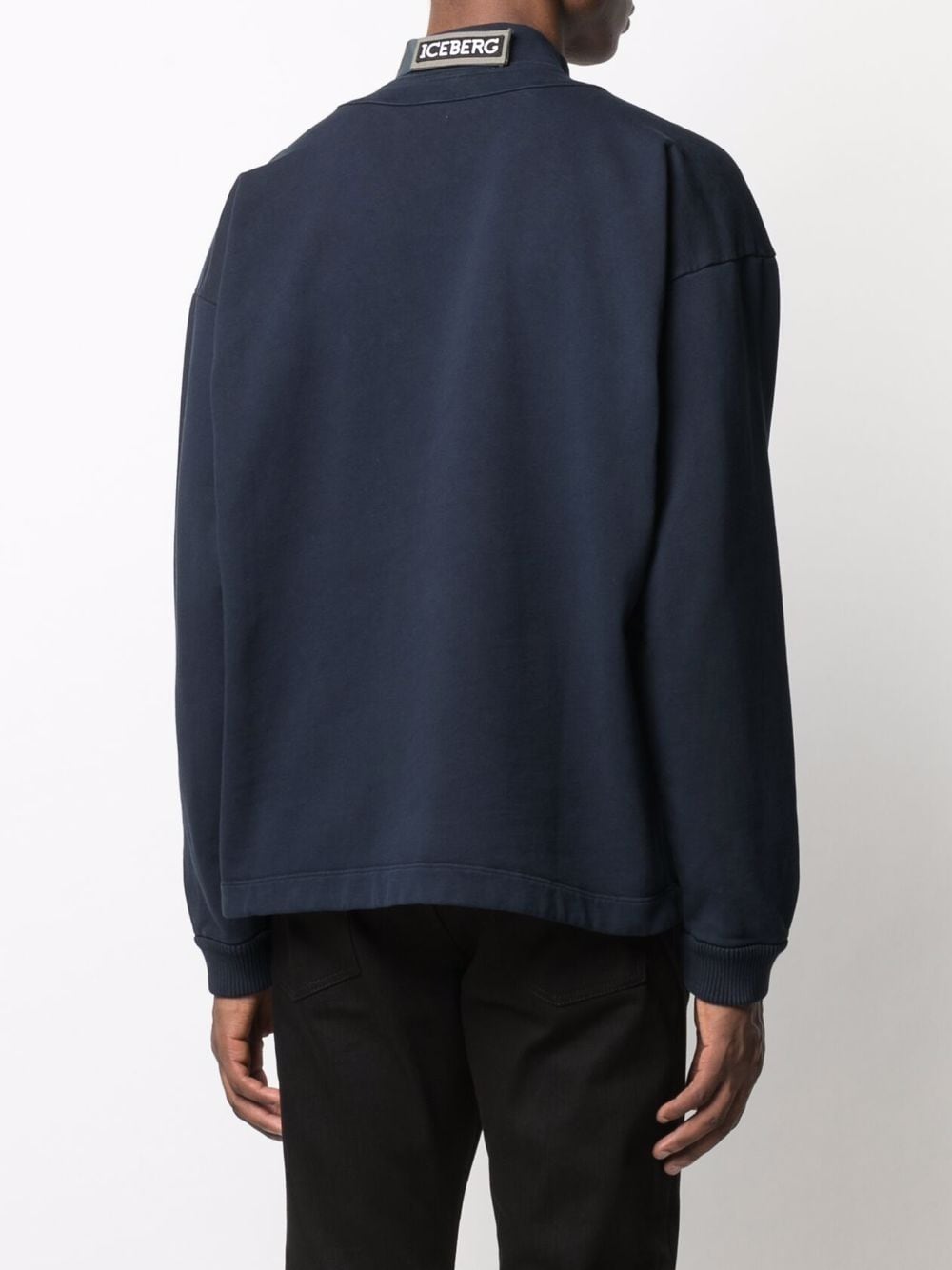 Shop Iceberg Mock-neck Chest Pocket Sweatshirt In 蓝色