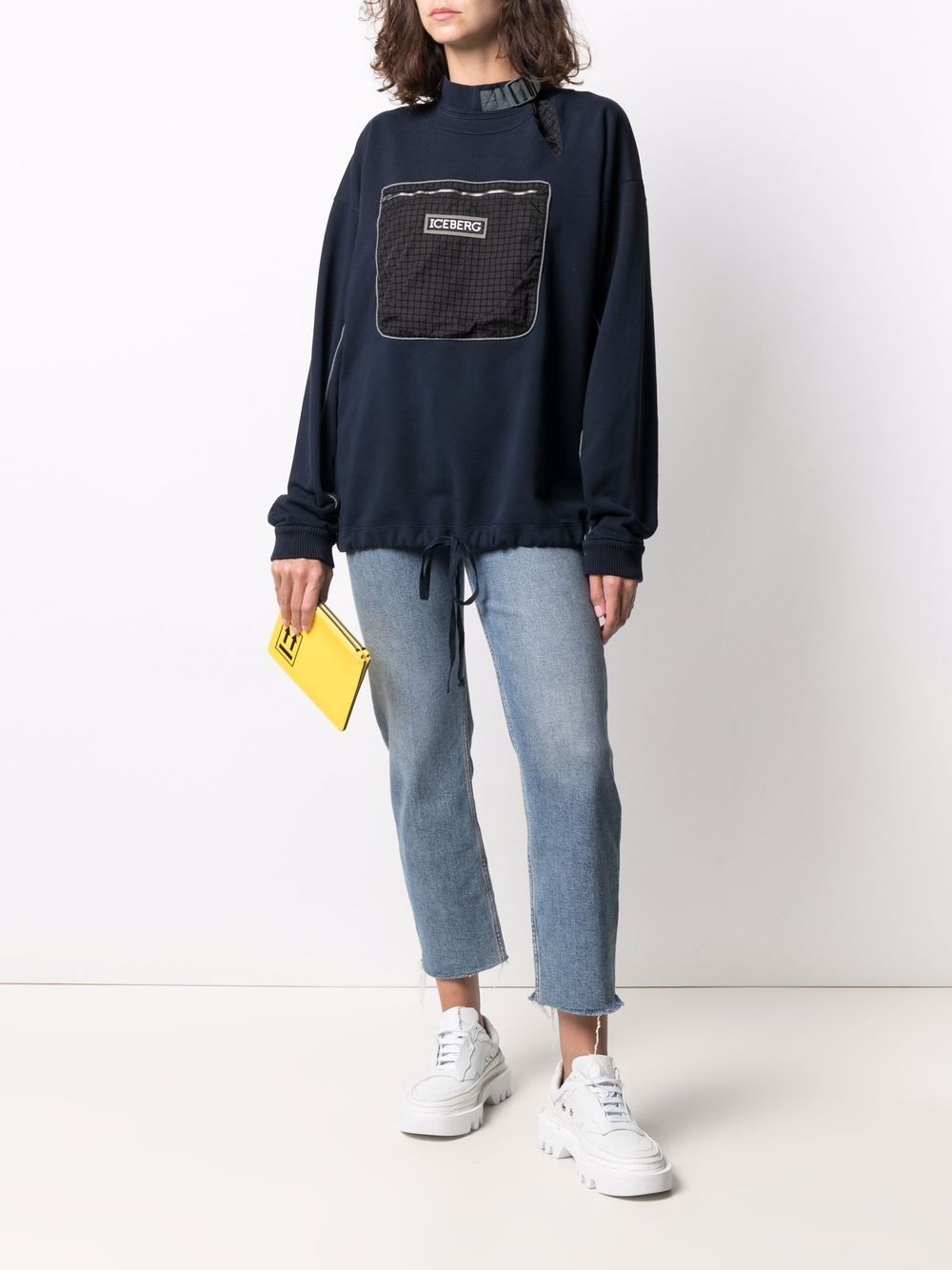 Shop Iceberg Mock-neck Chest Pocket Sweatshirt In 蓝色