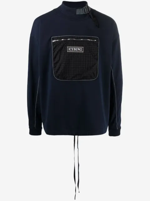 Iceberg sudadera con cuello falso y bolsillo en el pecho