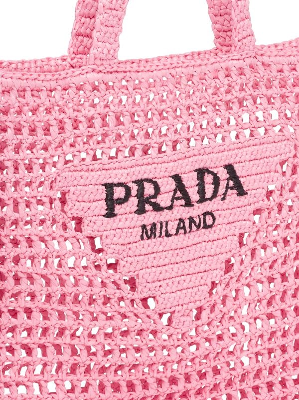 Prada Raffia Straw Pink Top Handle Shoulder Bag