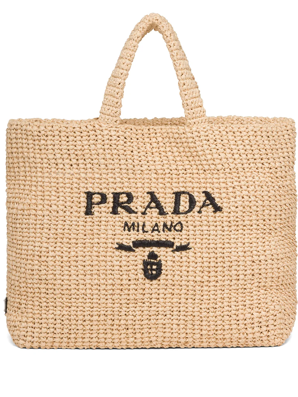 Prada logoembroidered Raffia Tote Bag Farfetch