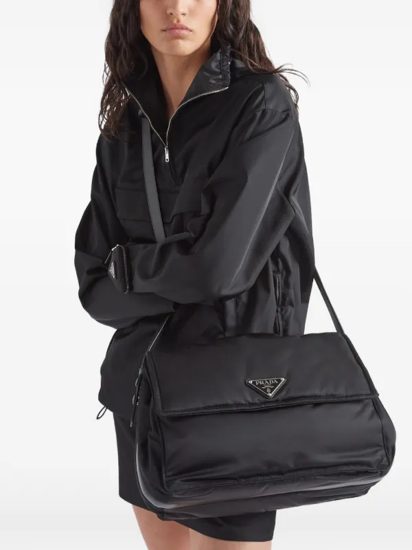 Prada Traveller Large Padded Re-nylon Shoulder Bag | Black | FARFETCH