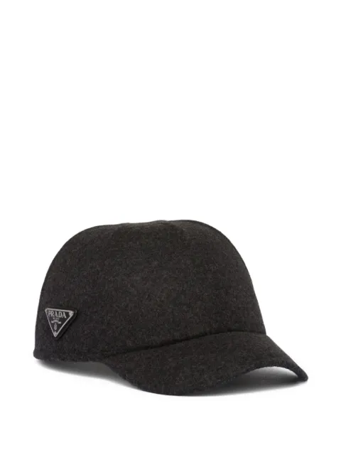 Prada gorra de béisbol de fieltro con logo triangular
