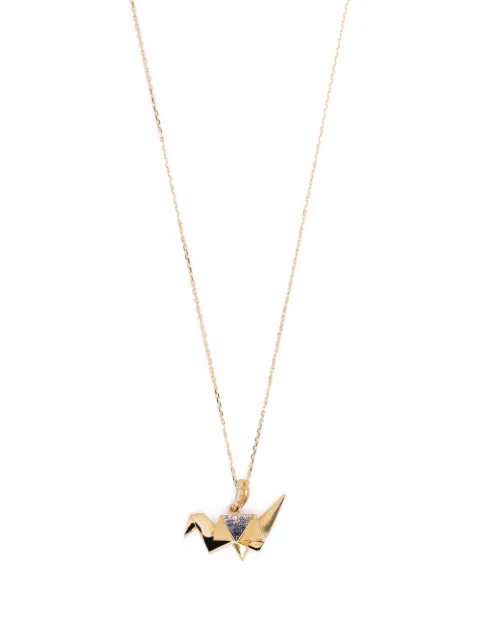 Aurelie Bidermann 18kt yellow gold Origami sapphire and diamond necklace