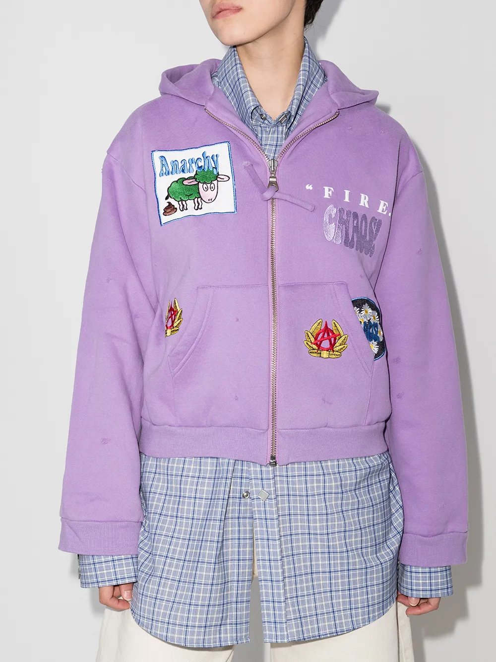 Image 2 of Natasha Zinko FIRE embroidered patch hoodie