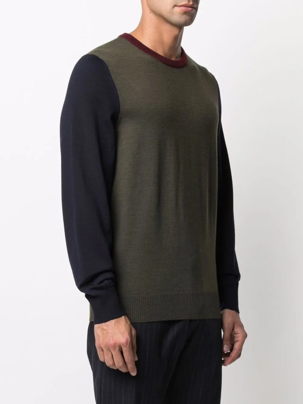 Billionaire Colour-block Merino Wool Jumper In Blue