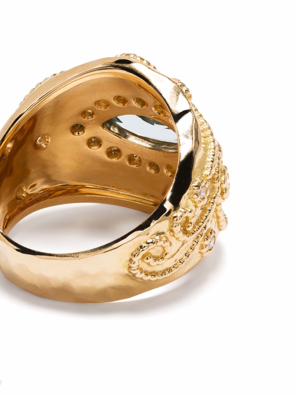 фото Aurelie bidermann кольцо cashmere из желтого золота с аквамарином и бриллиантами