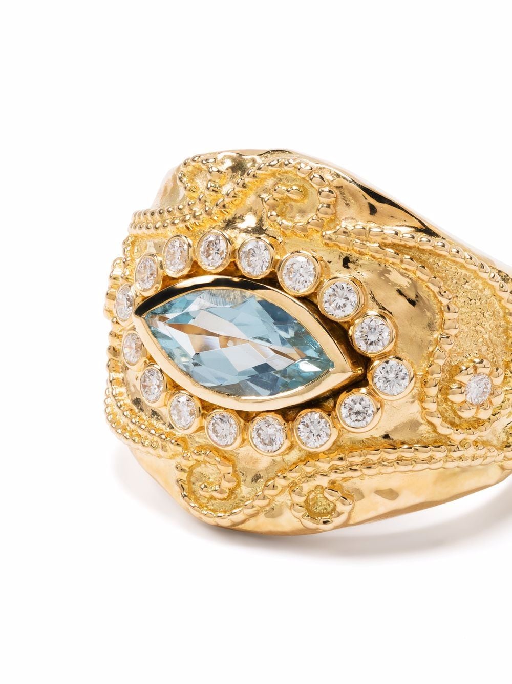 Shop Aurelie Bidermann 18kt Yellow Gold Cashmere Aquamarine And Diamond Ring