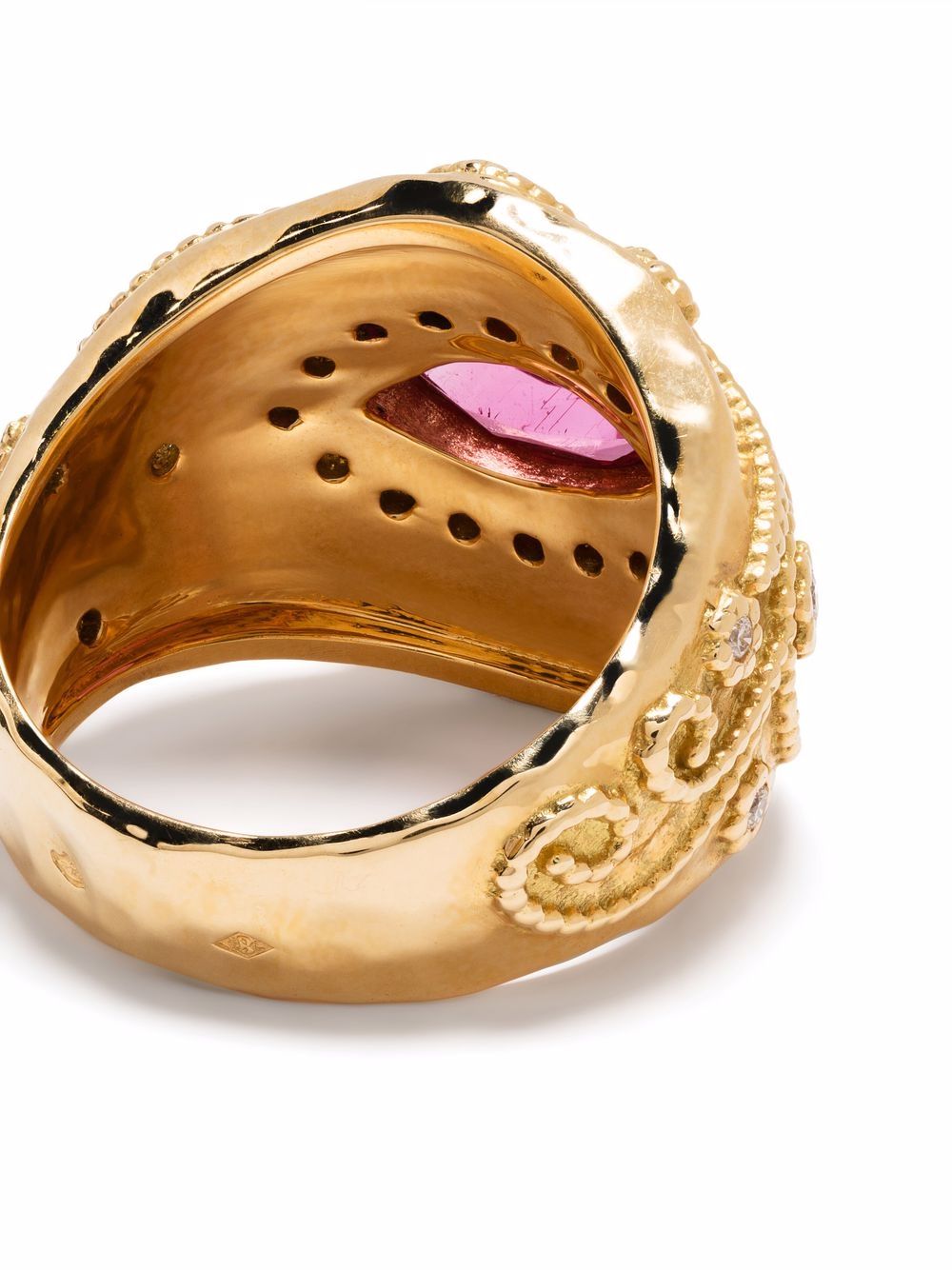 фото Aurelie bidermann кольцо cashmere из желтого золота с бриллиантами и рубинами