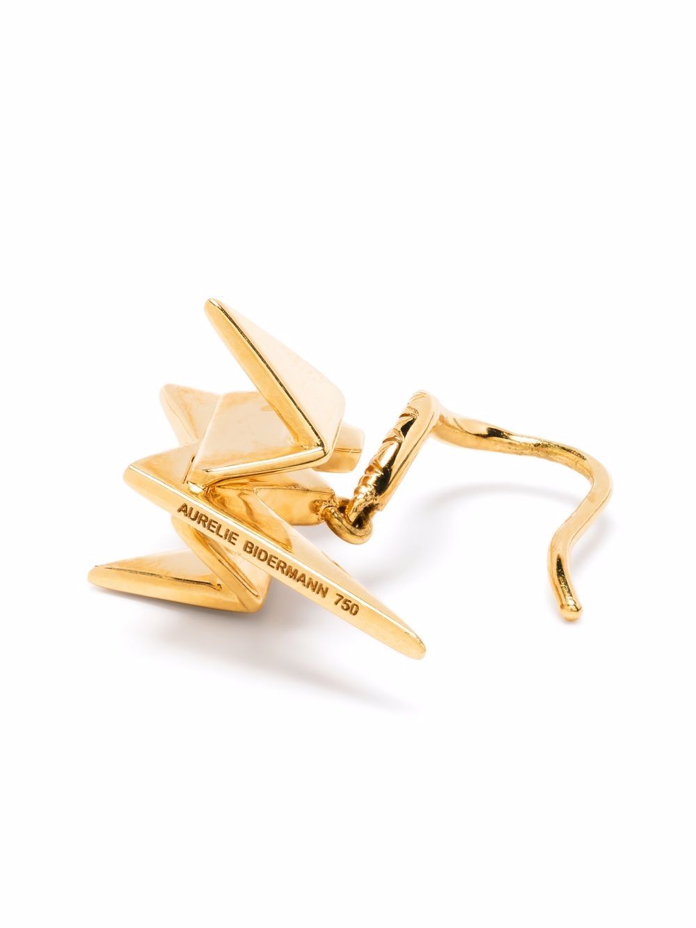 Shop Aurelie Bidermann 18kt Yellow Gold Origami Diamond Earring