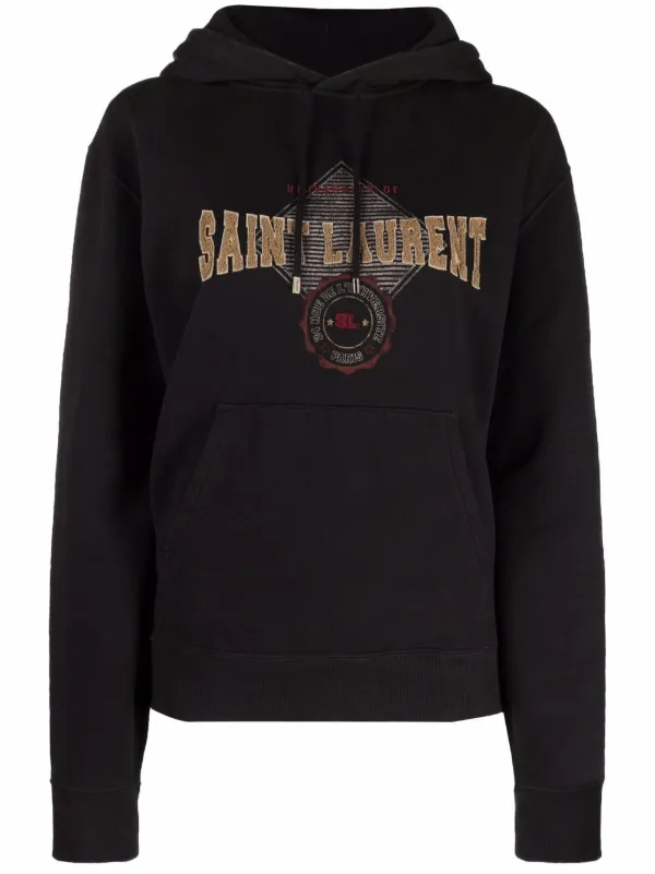 Saint Laurent Empiecement Logo Hoodie Black FARFETCH CA