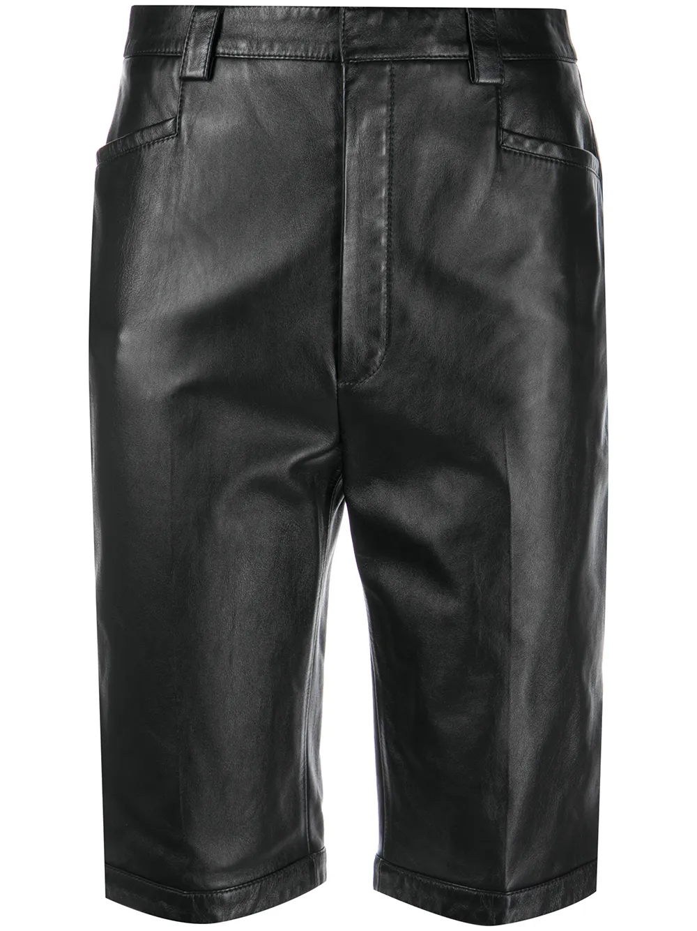 Saint Laurent Leather Kneelength Shorts In Noir ModeSens