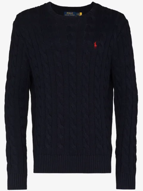 Polo Ralph Lauren suéter en tejidos de ochos con logo bordado