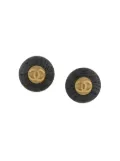 CHANEL Pre-Owned 1994 CC button clip-on earrings - Black
