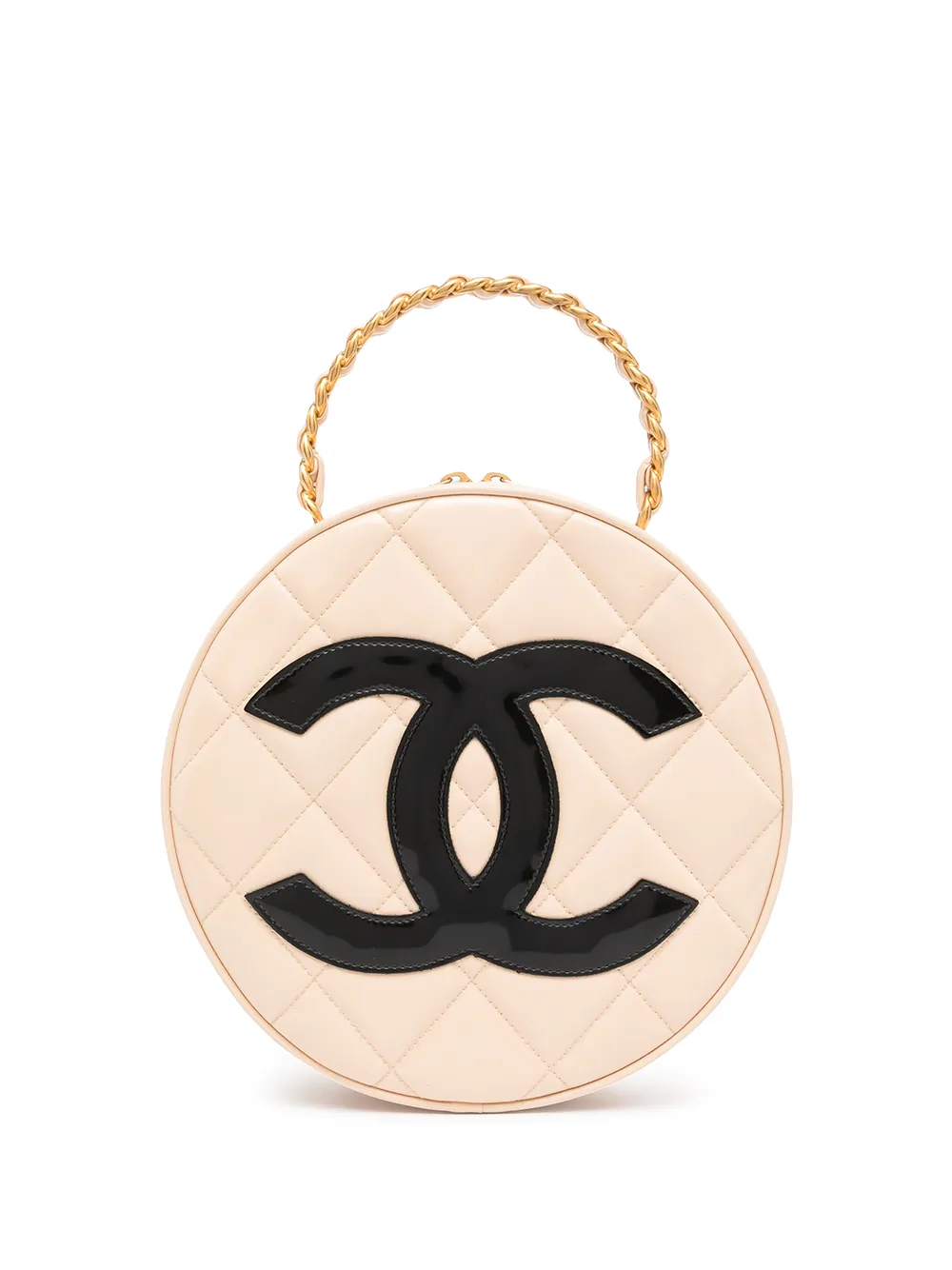 CHANEL Pre-Owned 1995 CC diamond-quilted Round Vanity Bag - Farfetch