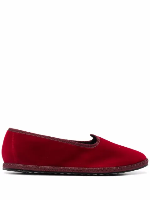 Vibi Venezia grosgrain-trimmed velvet loafers