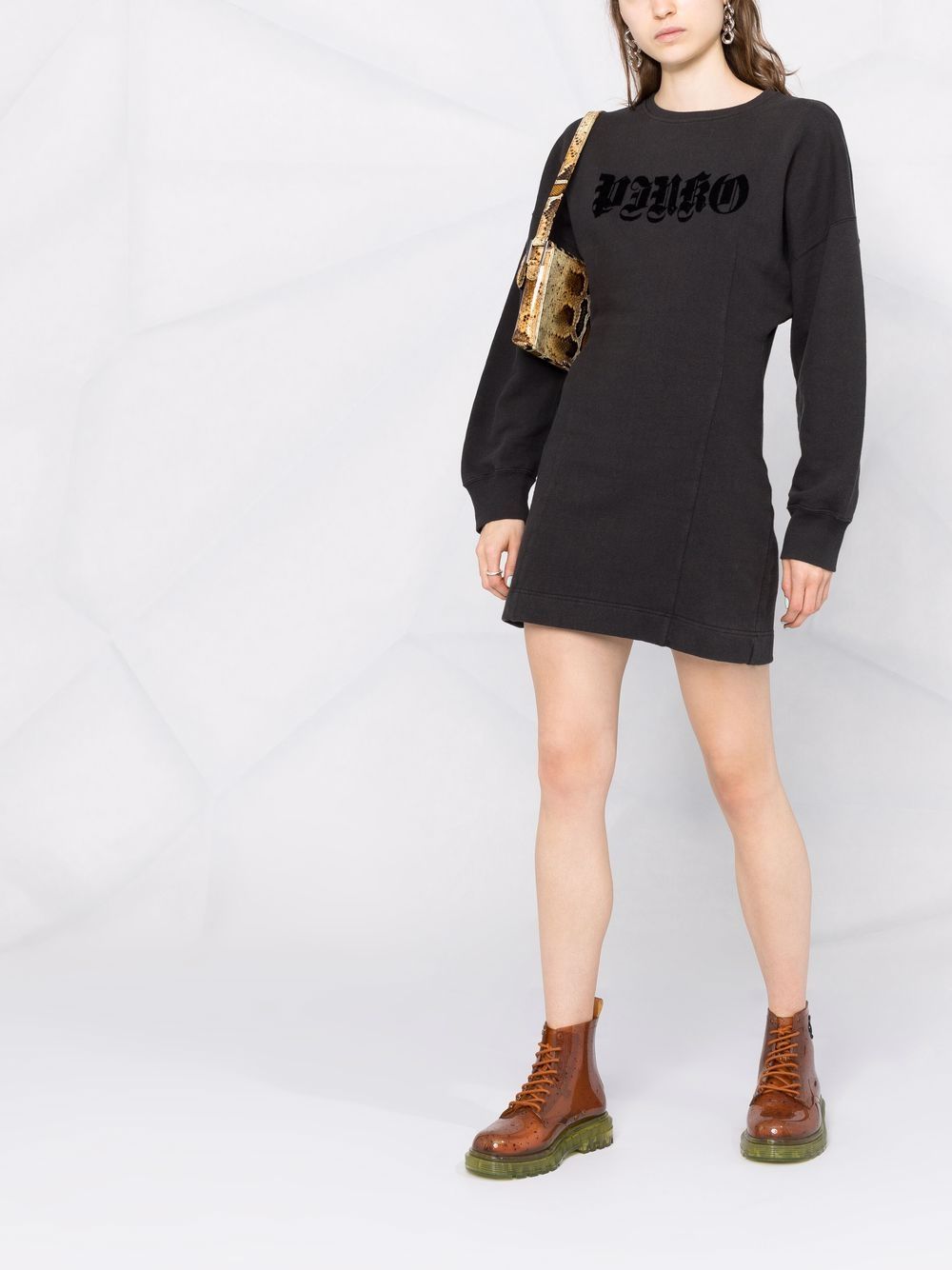 фото Pinko платье мини с объемными рукавами и логотипом