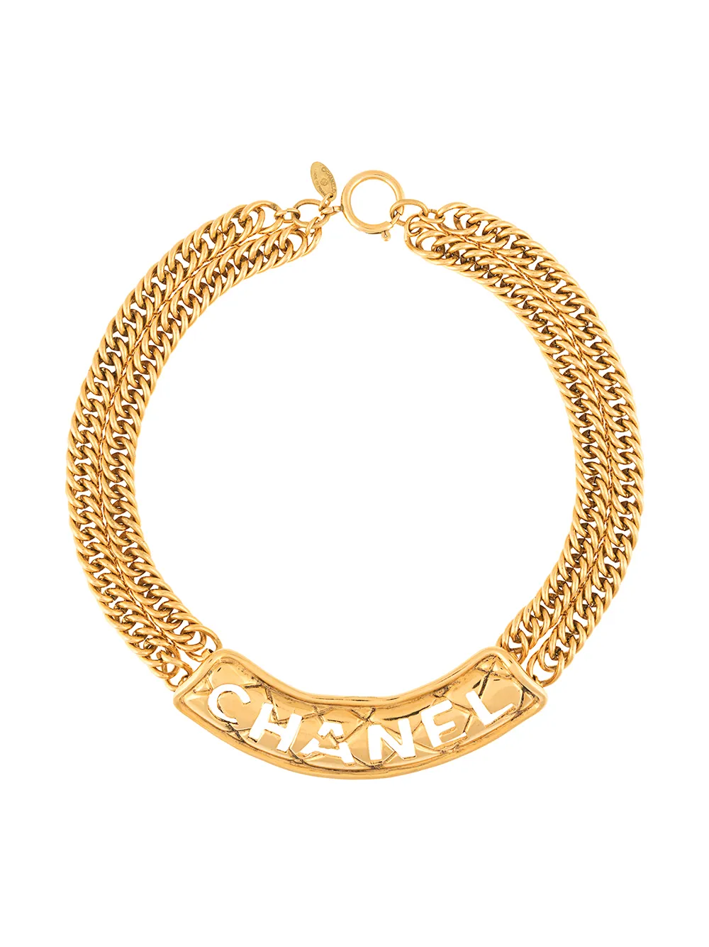 

Chanel Pre-Owned collar de cadena con placa del logo - Dorado