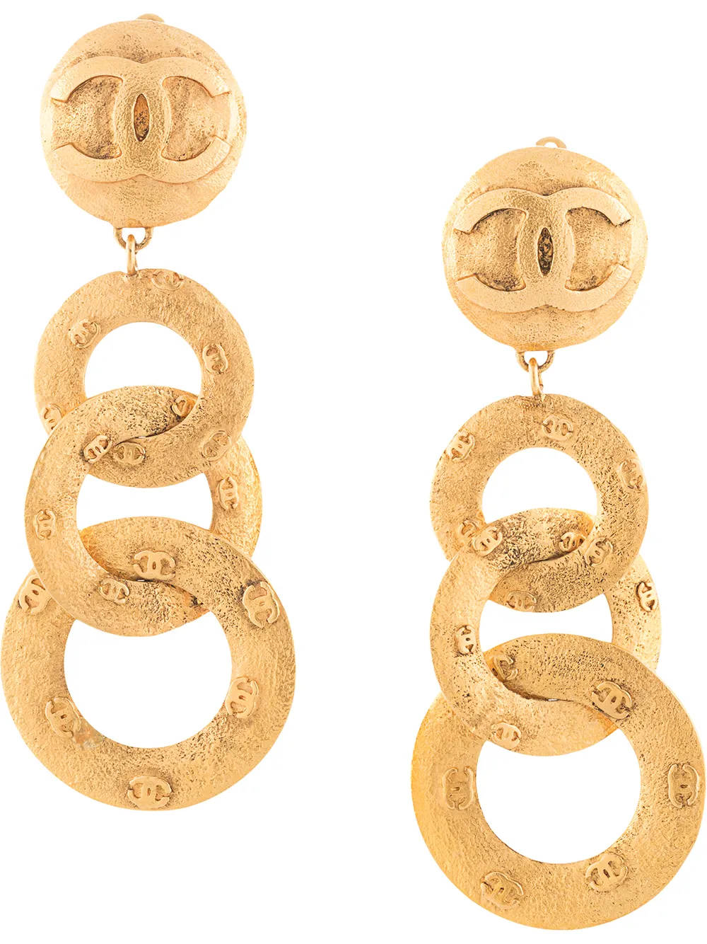 

Chanel Pre-Owned 1990s CC dangling clip-on earrings - Gold