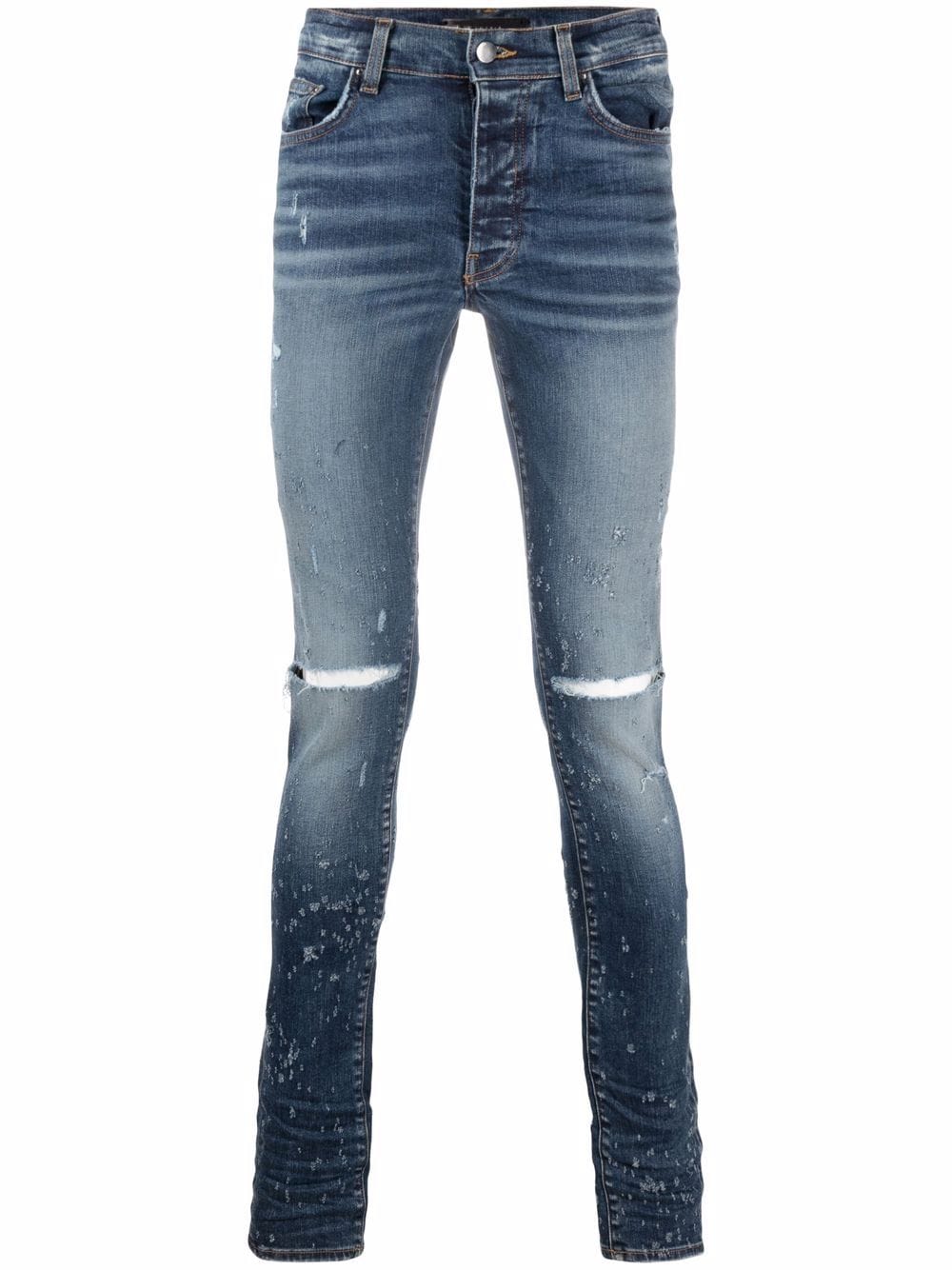 Amiri Distressed Skinny Jeans In Blau