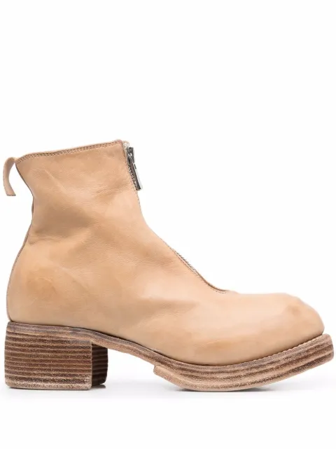 Guidi grained leather round-toe boots