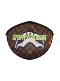 sprayground kid logo-print checked face mask - Brown