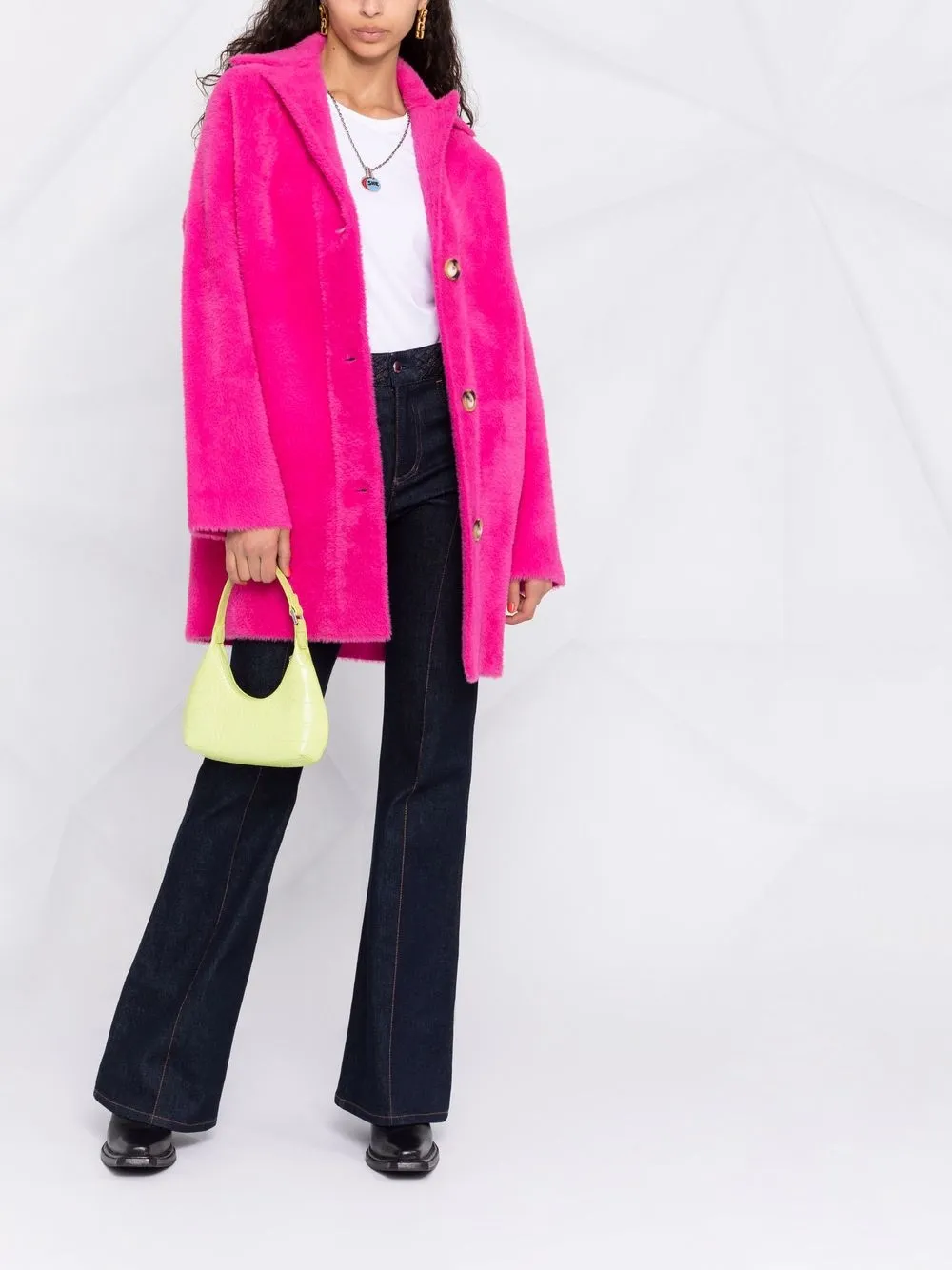 Image 2 of Pinko single-breasted faux-shearling coat