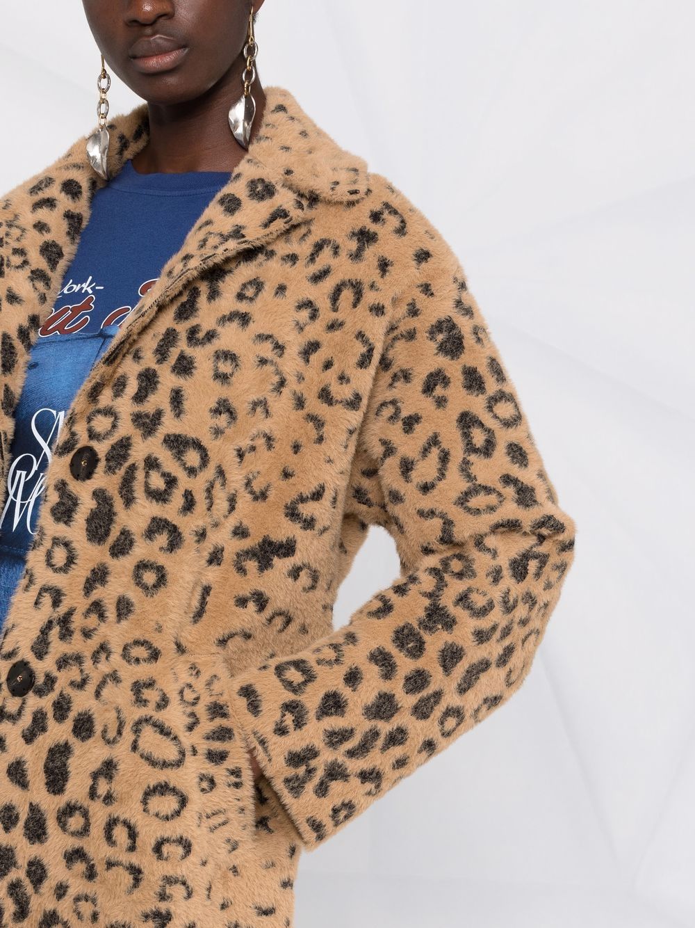фото Pinko однобортное пальто с леопардовым принтом