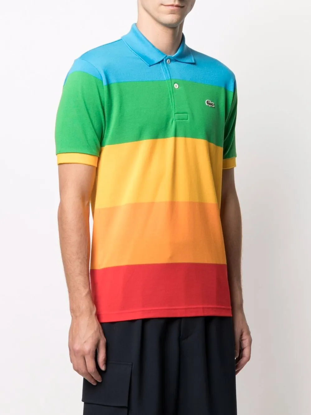 фото Lacoste полосатая рубашка поло в стиле колор-блок