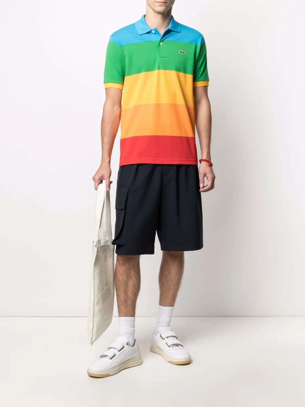 фото Lacoste полосатая рубашка поло в стиле колор-блок