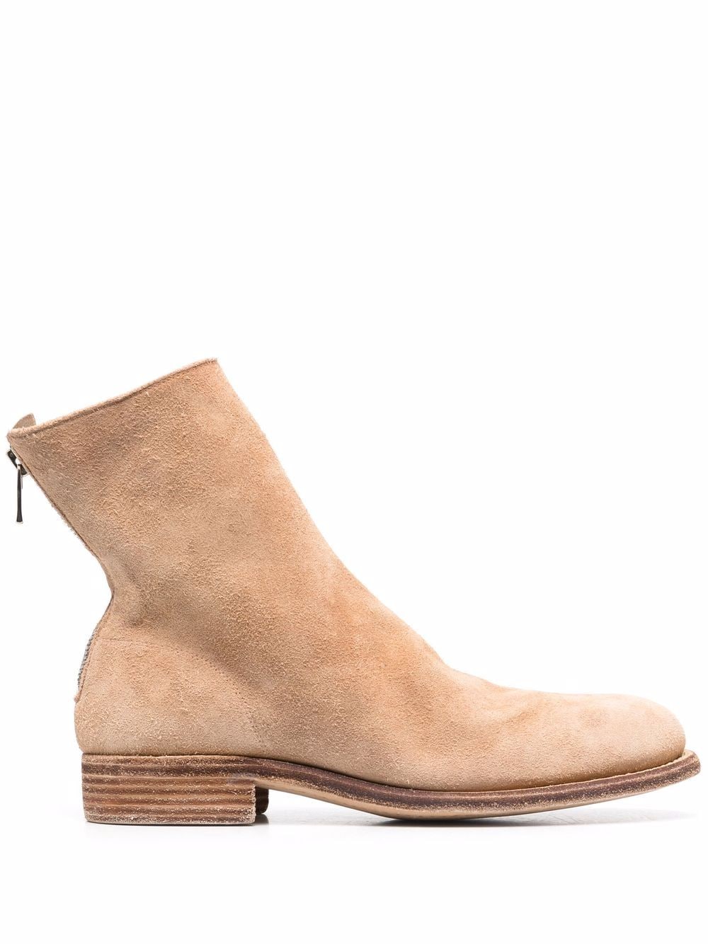 Guidi Crinkled-effect Ankle Suede Boots In Nude