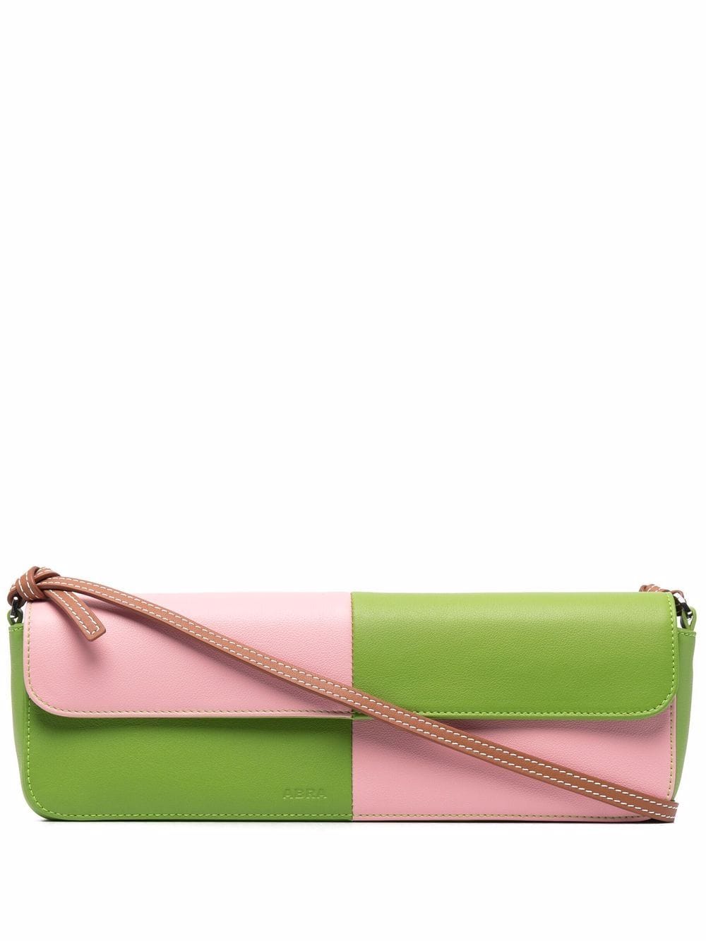 Abra Colour-block Baguette Bag In Green