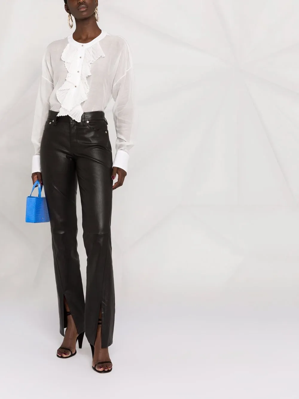 Image 2 of Nº21 ruffled collarless blouse