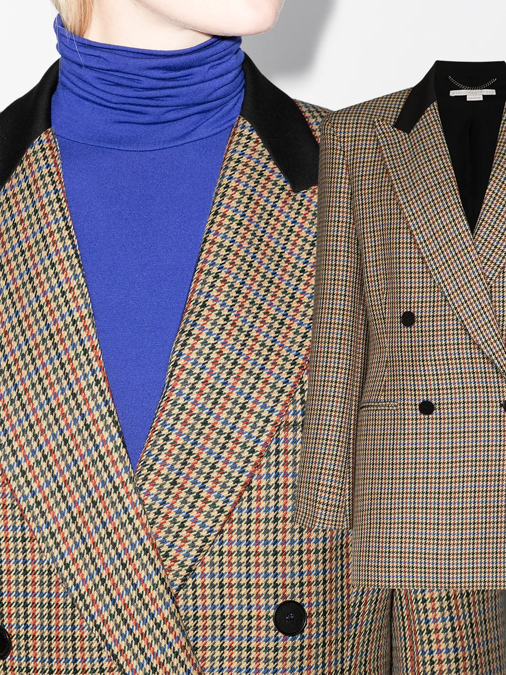 Stella Mccartney Meya Checked Double-breasted Blazer In Neutrals