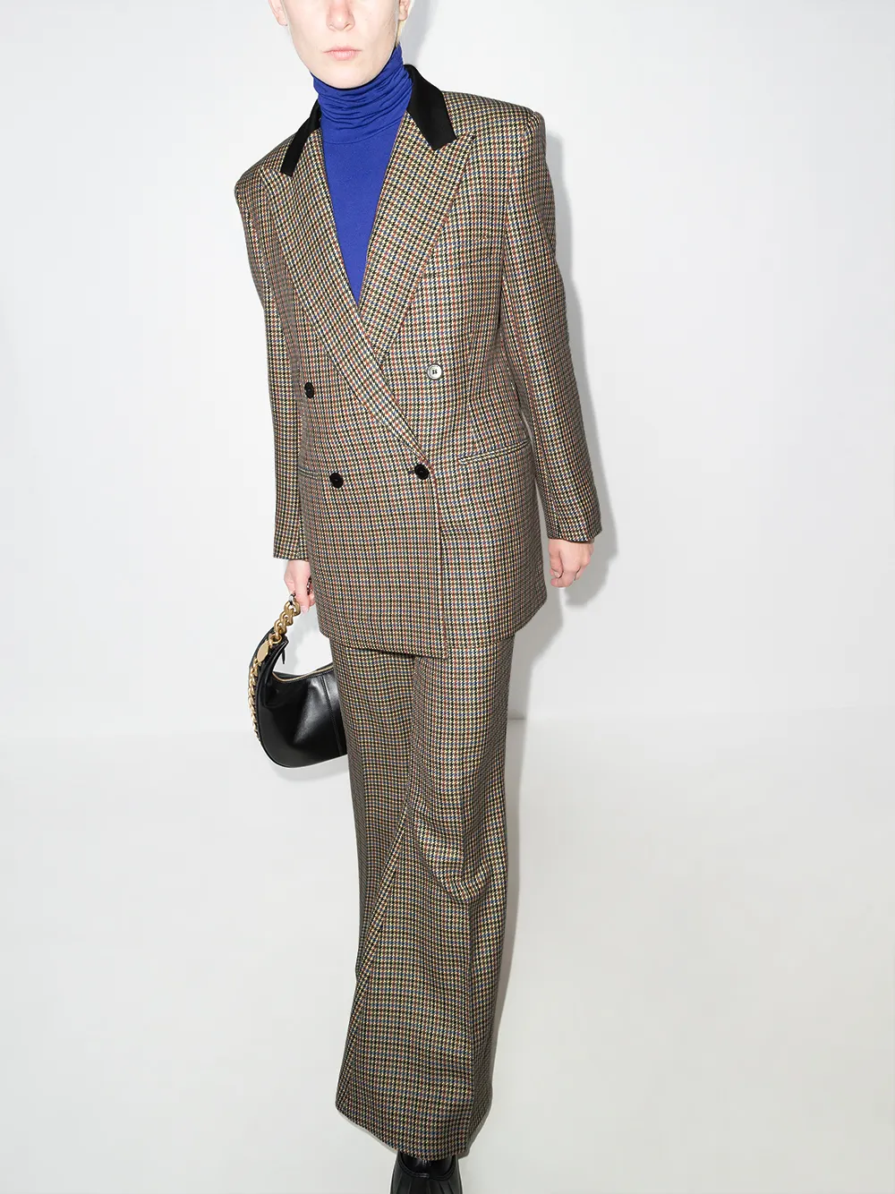 Stella Mccartney Meya Checked Double-breasted Blazer In Neutrals