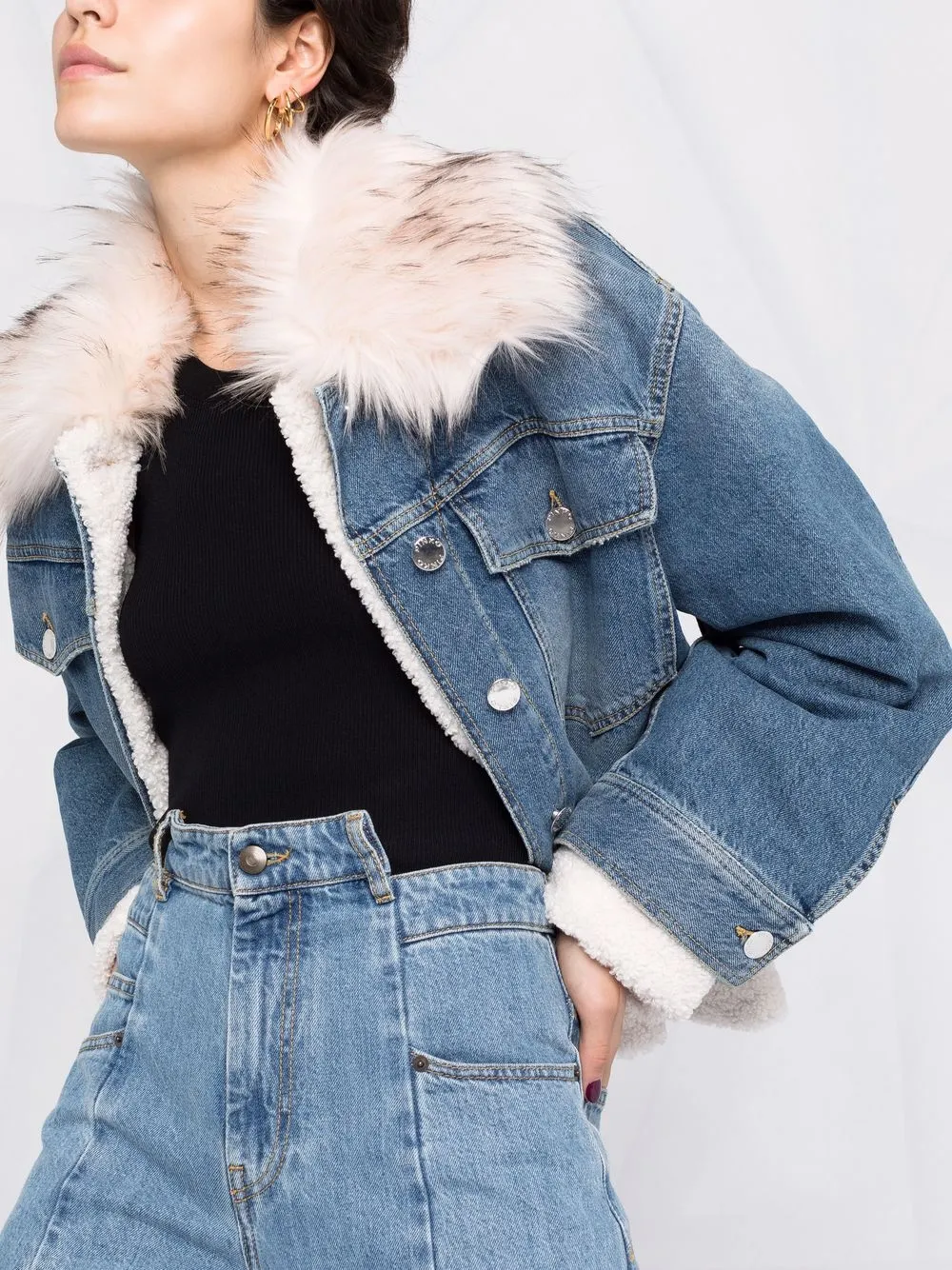 фото Pinko джинсовая куртка с мехом