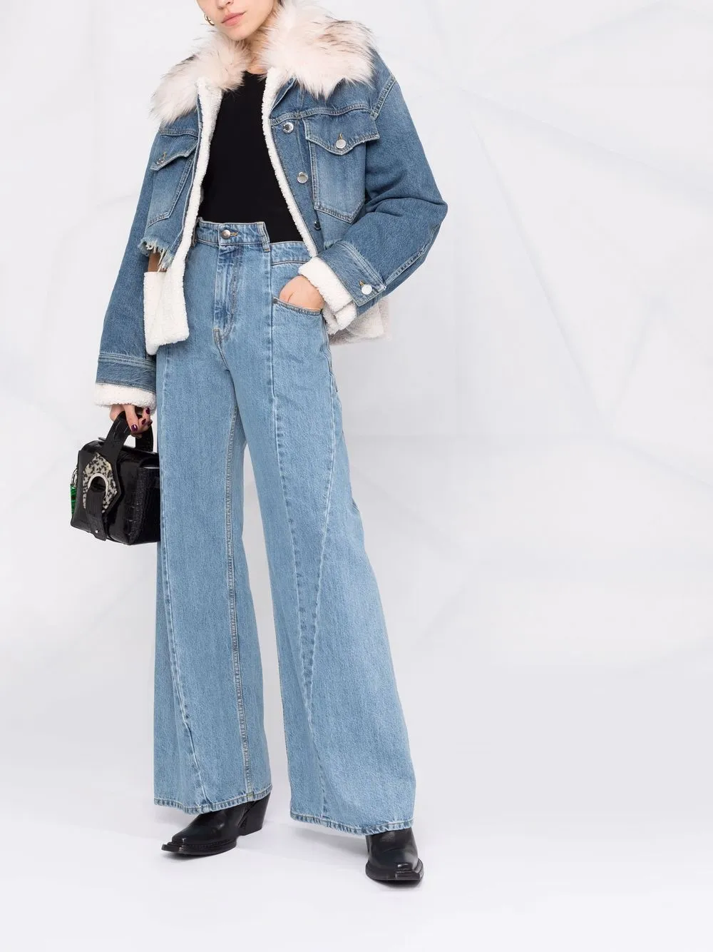 фото Pinko джинсовая куртка с мехом