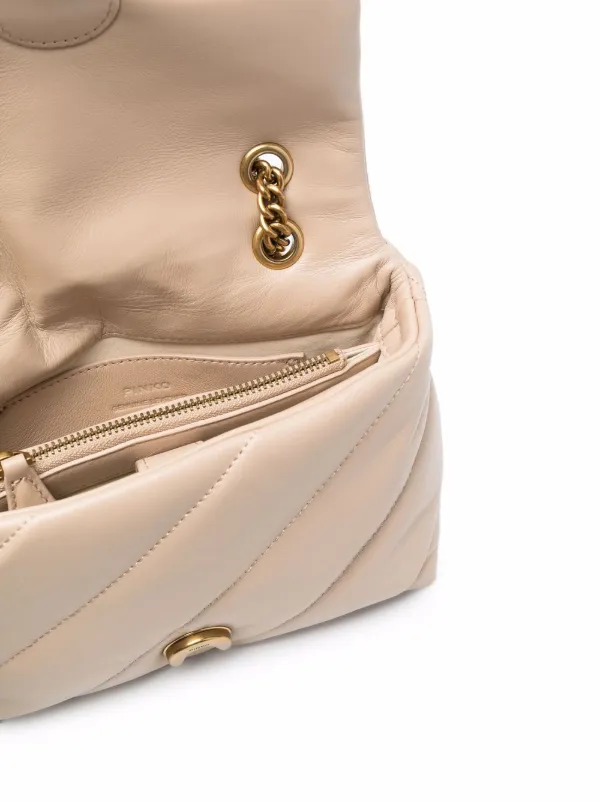 chevron quilted mini love shoulder bolsa