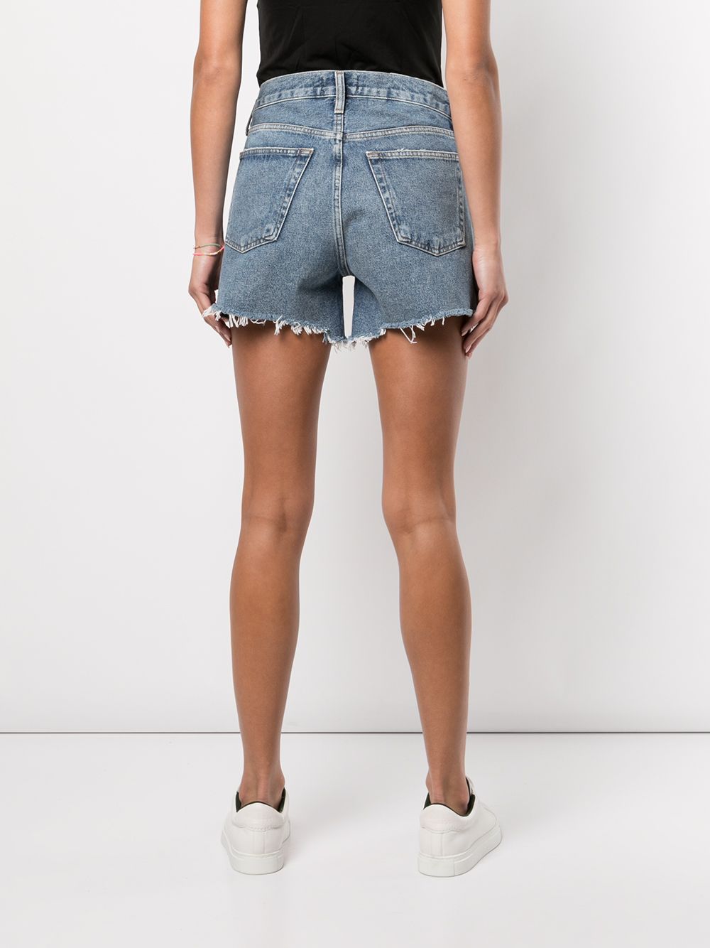 Shop Agolde Distressed Denim Shorts In Blau