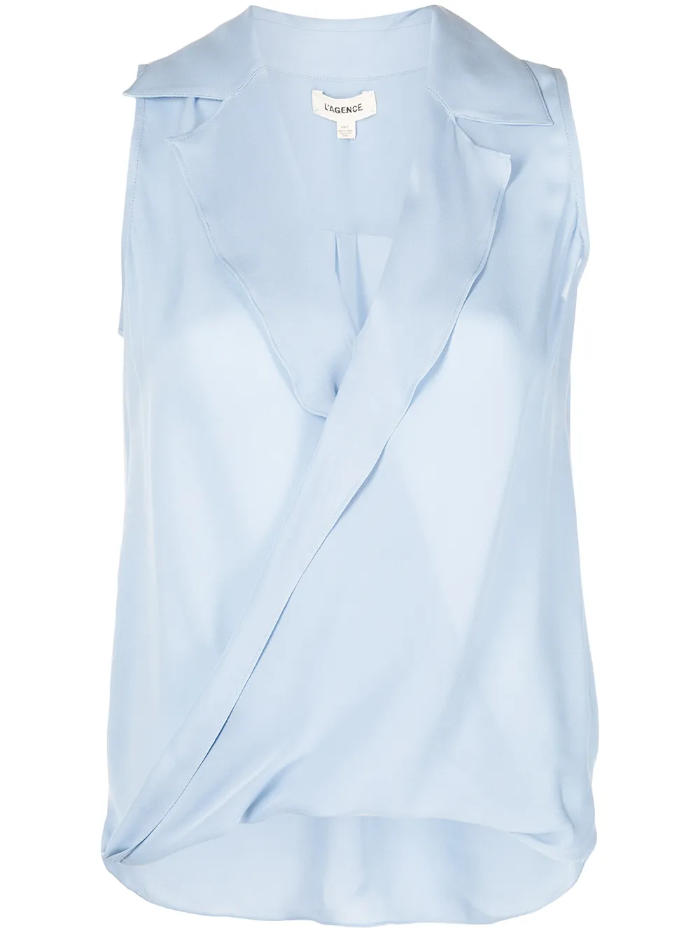 L'agence Freja Wrap-front Sleeveless Silk Blouse In 蓝色