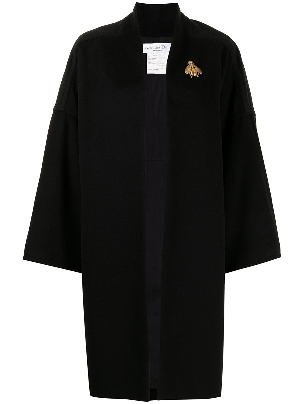 Pre-owned Dior  Brooch And Drop Shoulders Coat In Black